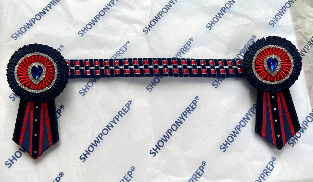 14” Red, Navy & Silver Browband
