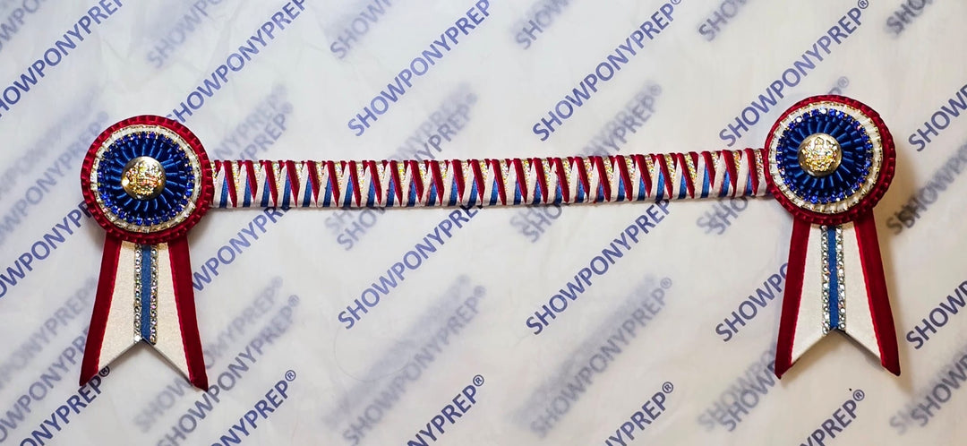 15.5” Red, Blue & White & Gold browband