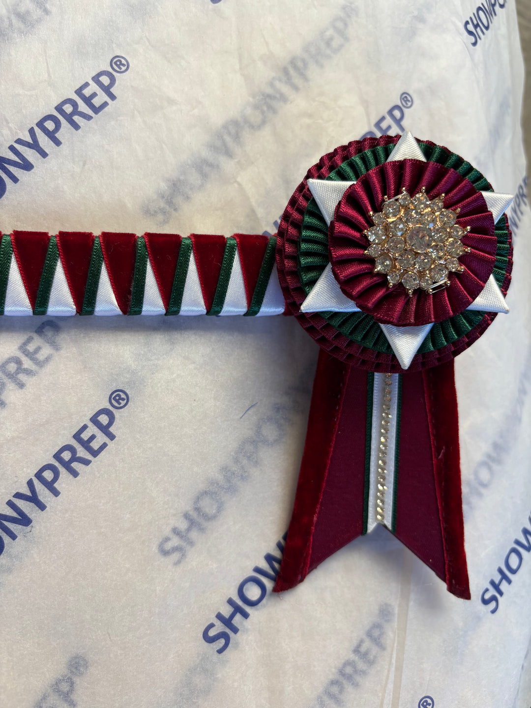 15.5" Burgundy and Green Browband