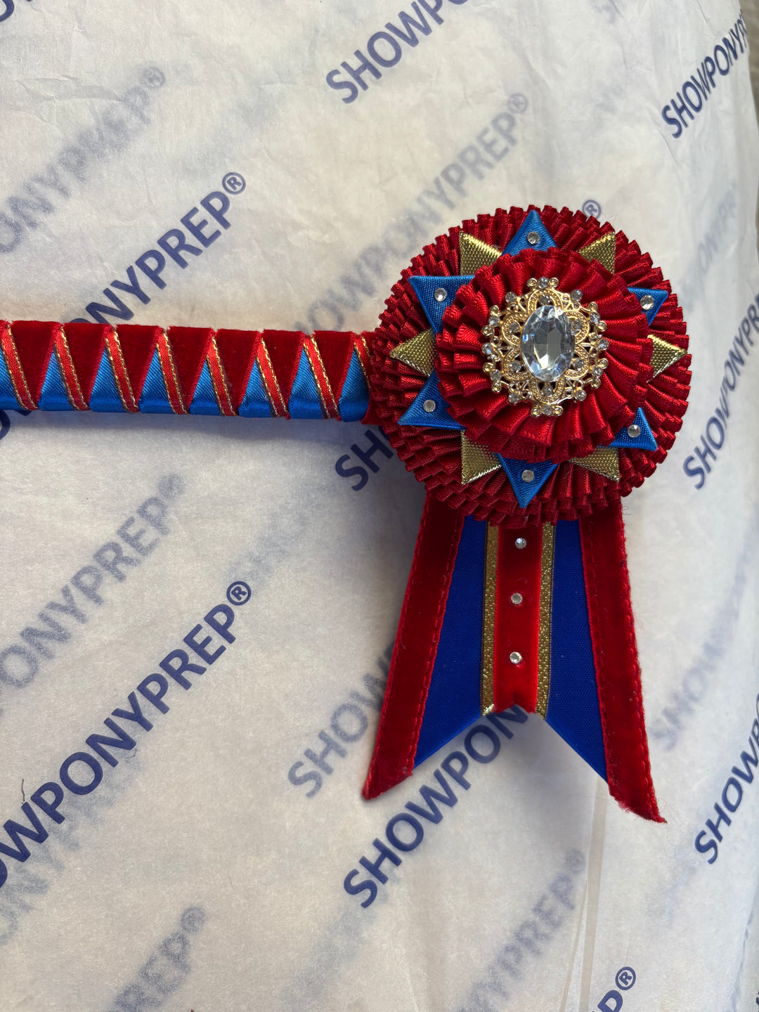 15.5" Red Blue and Gold Browband