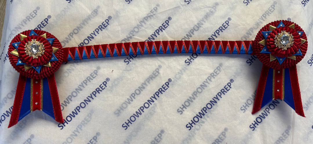 15.5" Red Blue and Gold Browband