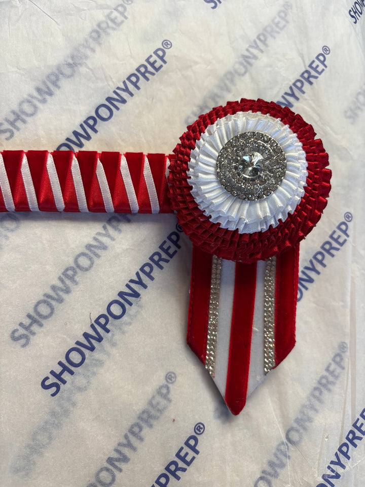15" Red & White Browband