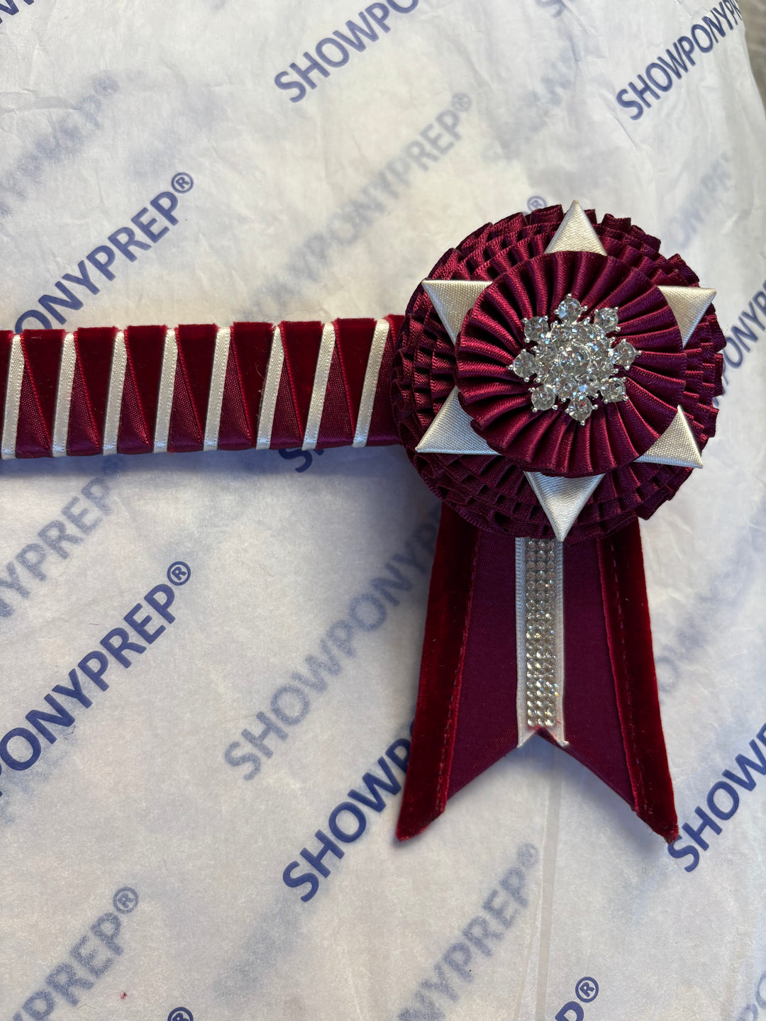 15" Burgundy and Cream Browband