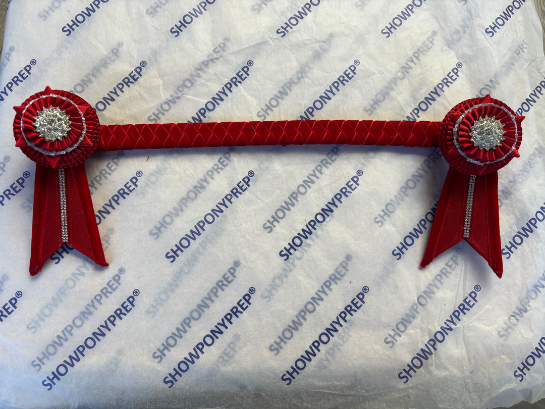 15" Red Browband with Bling