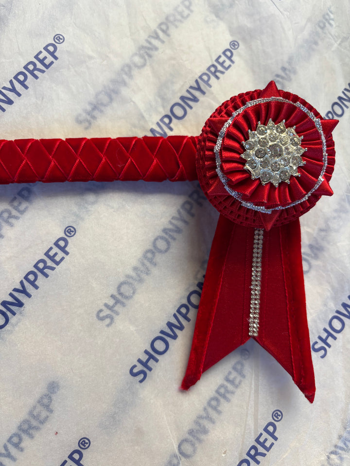 15" Red Browband with Bling