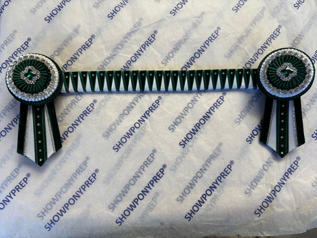 15" Green and White Browband
