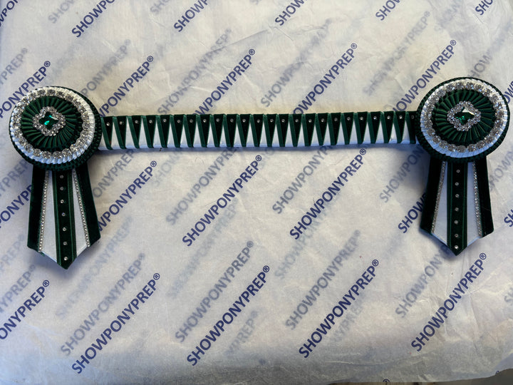 15" Green and White Browband