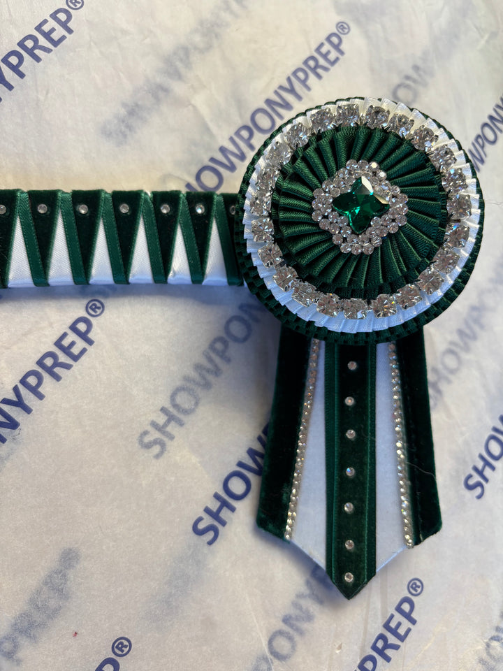 15" Green and White Browband