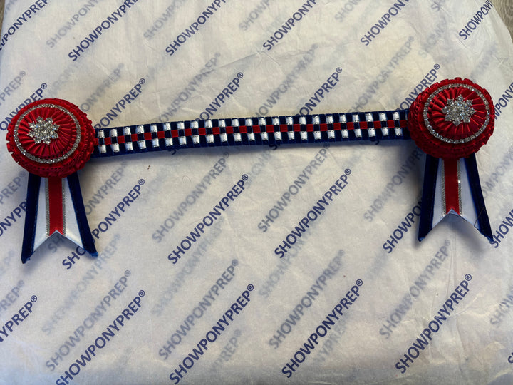 15" Navy, White and Red Browband