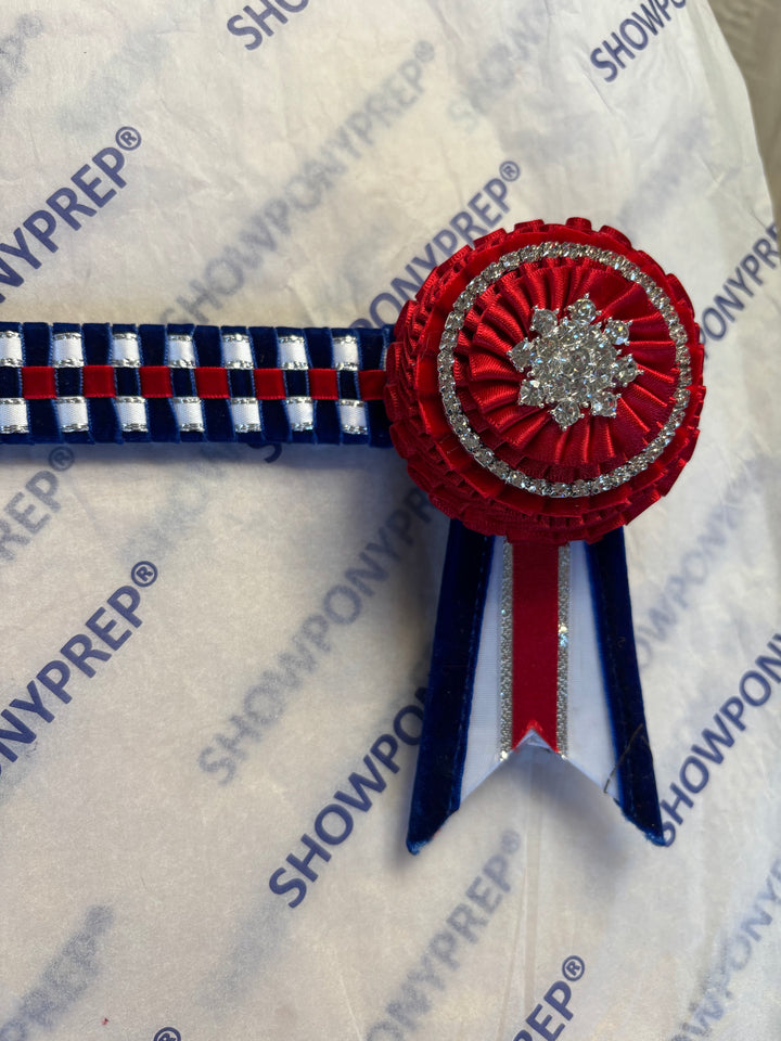 15" Navy, White and Red Browband