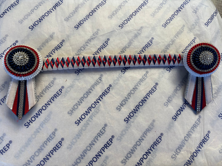 15" White, Red and Navy Browband