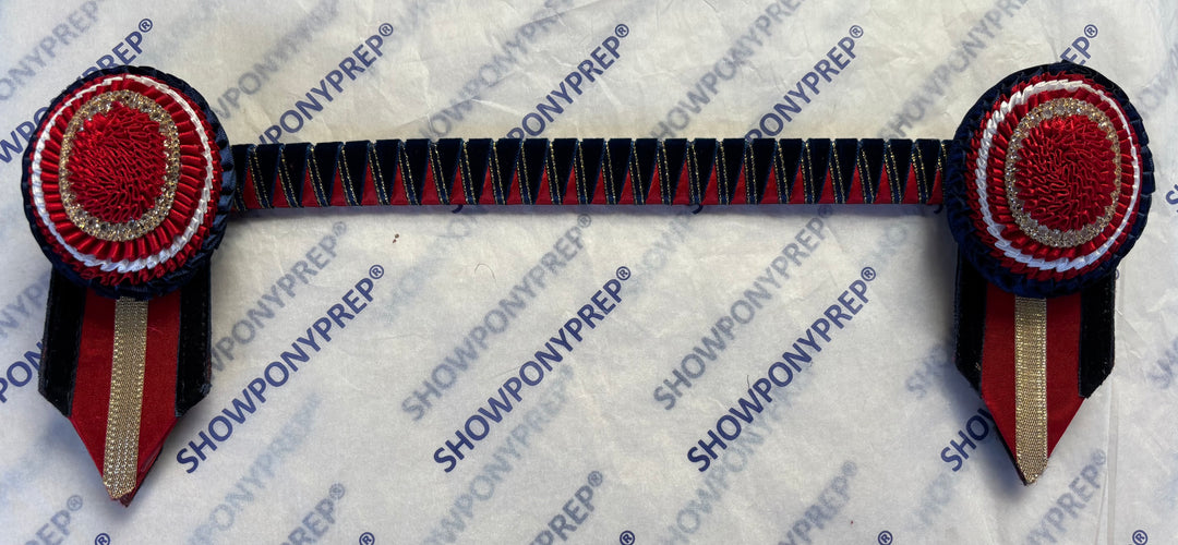 15" Royal Blue, Red and Gold Browband
