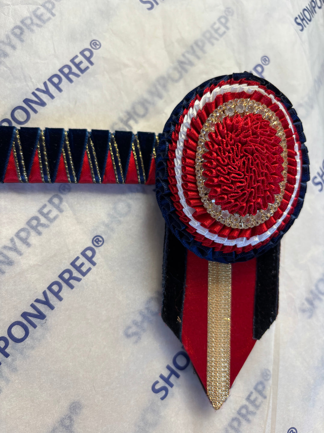 15" Royal Blue, Red and Gold Browband