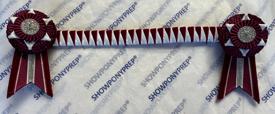 15" Burgundy and White Browband
