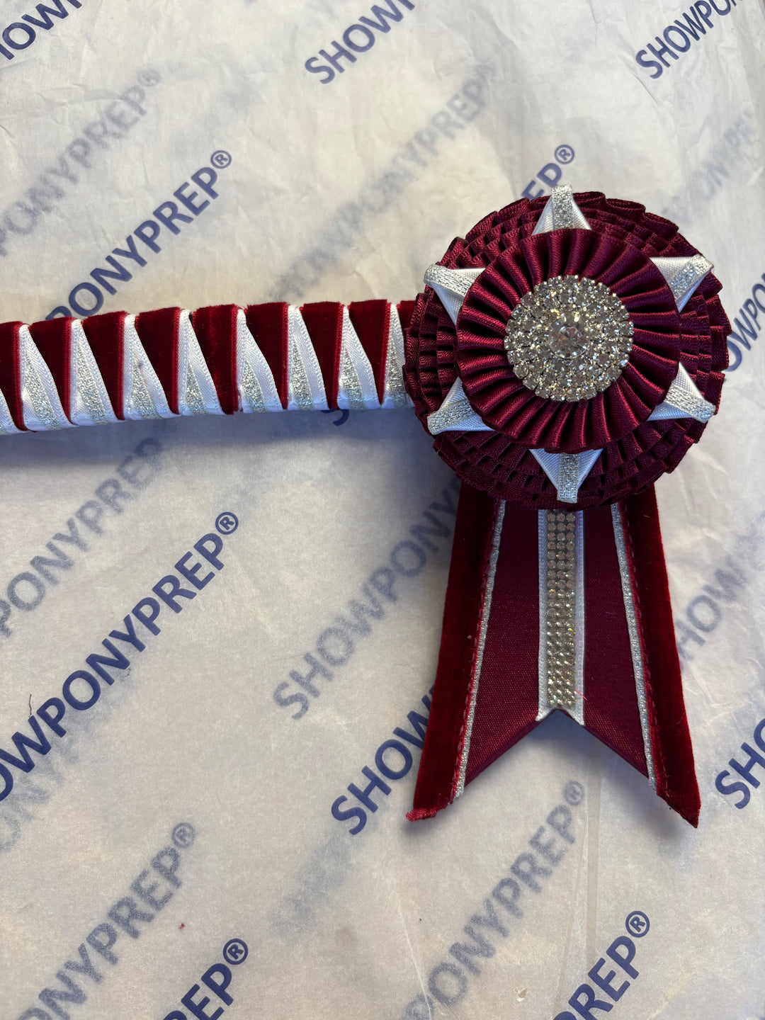 15" Burgundy and White Browband