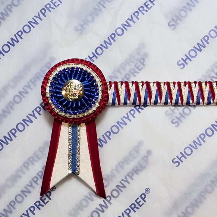 15.5” Red, Blue & White & Gold browband