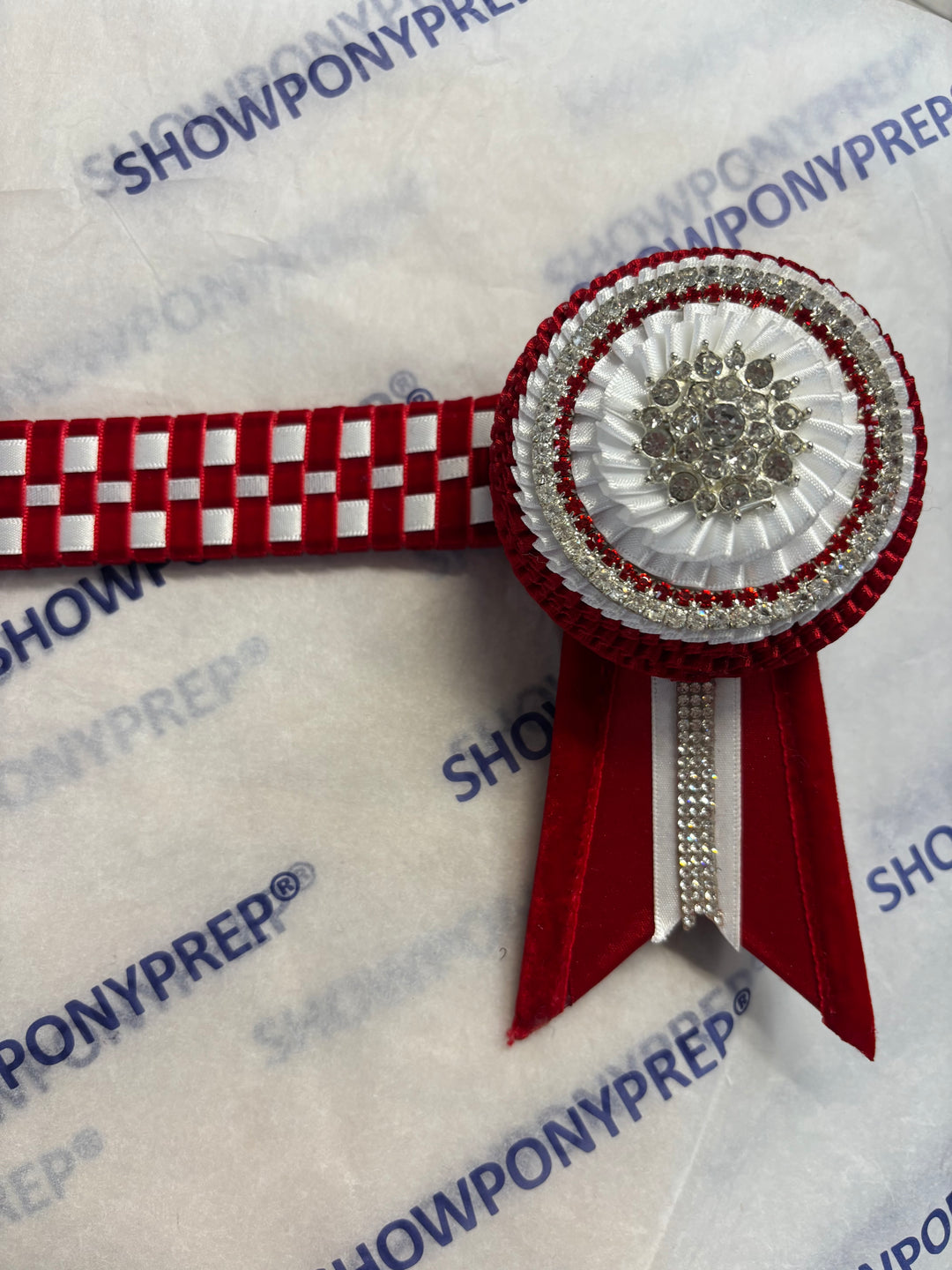 16.5” Red and White Checkerboard Browband