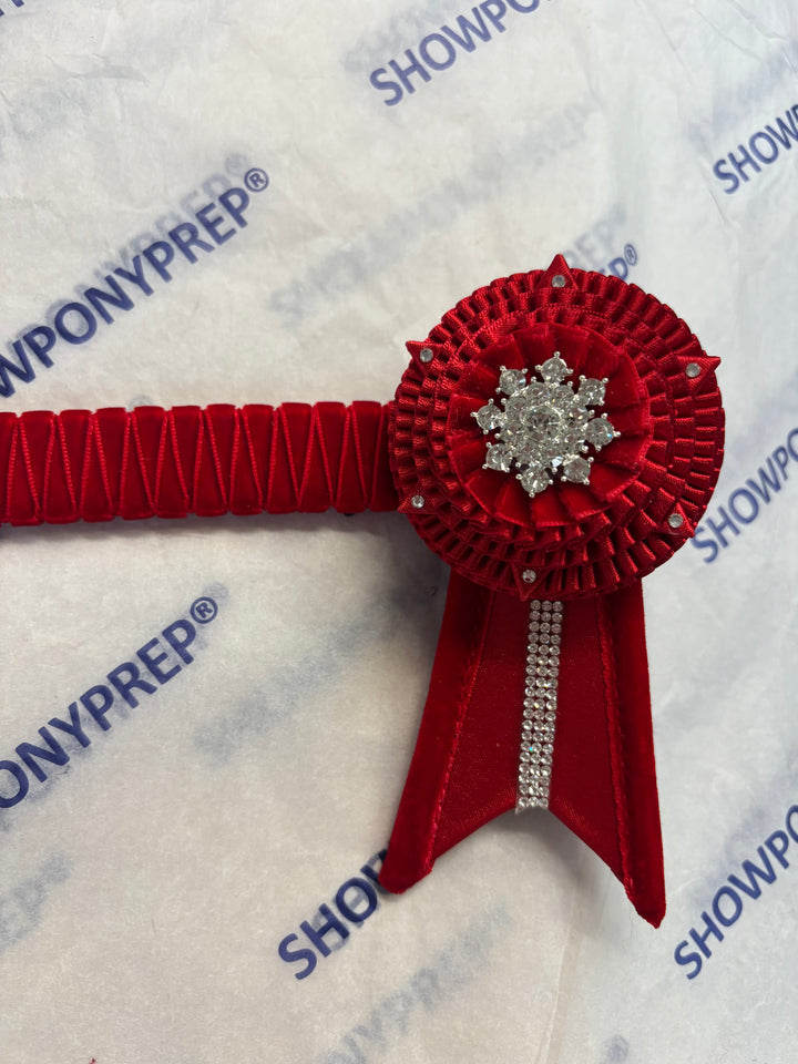 16.5” Plain Red with Diamonte Detail Browband