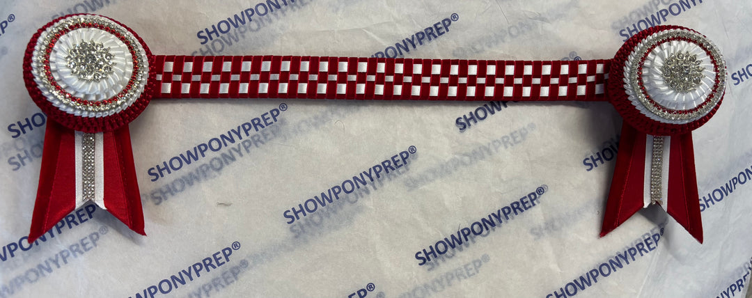 16.5” Red and White Checkerboard Browband