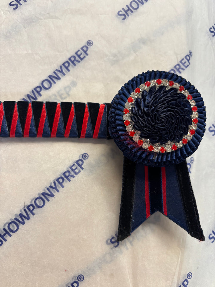 16" Navy and Red Browband