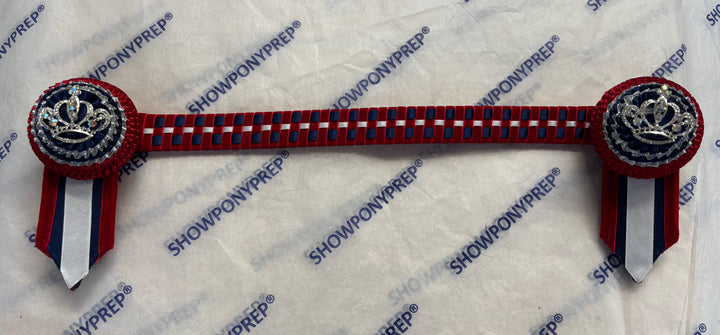 16" Red, Navy and White Crown Browband