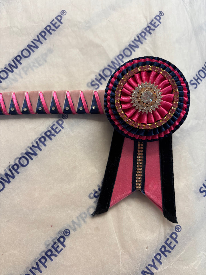 16" Pink and Navy Browband