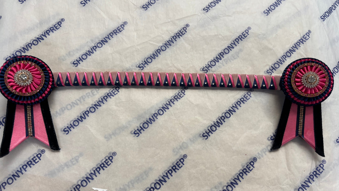 16" Pink and Navy Browband