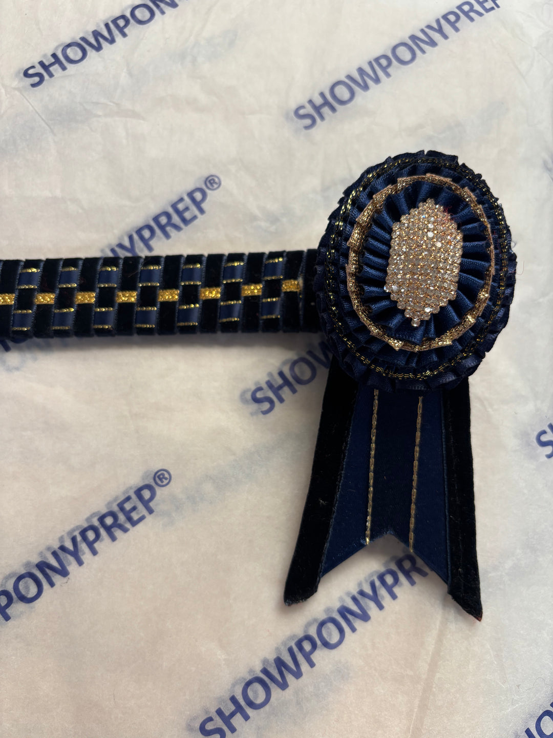 16" Navy and Gold Browband