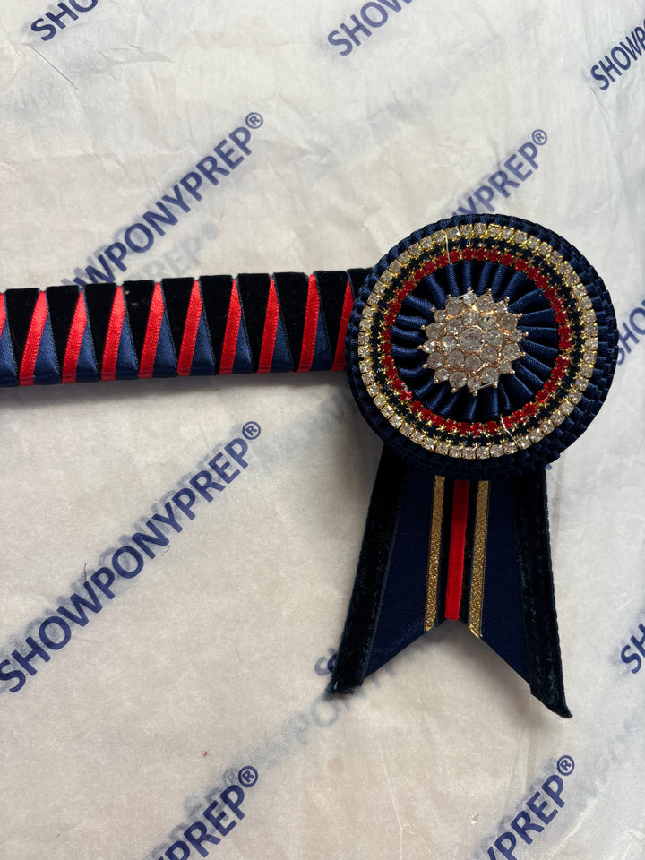 16" Navy, Red and Gold Browband