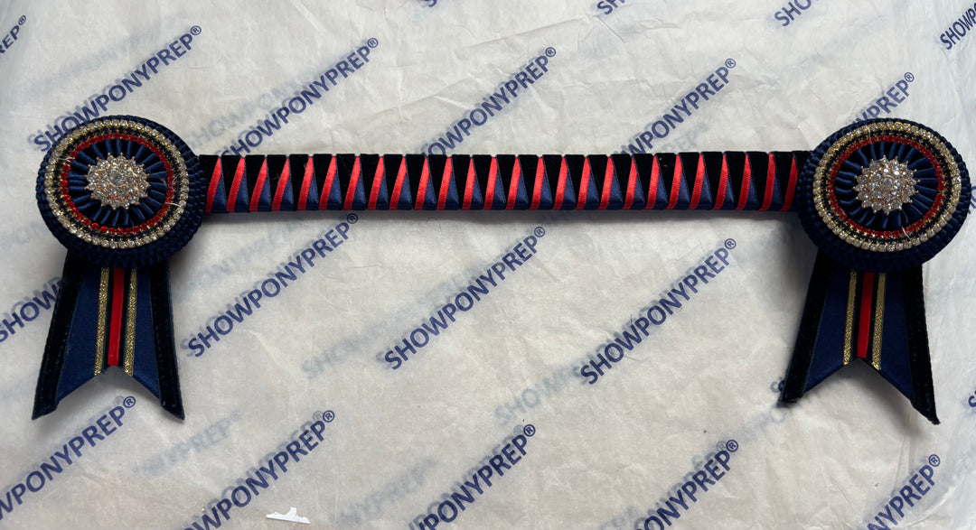 16" Navy, Red and Gold Browband