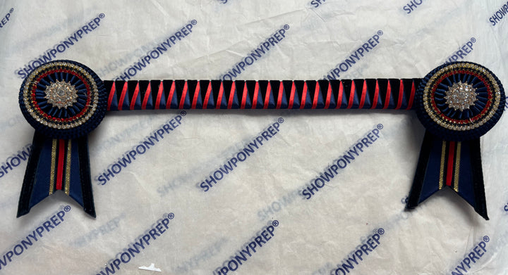 16" Navy, Red and Gold Browband