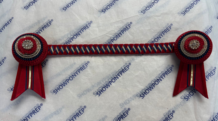 16" Red, Navy and Gold Browband