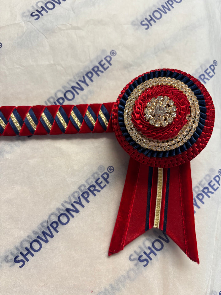 16" Red, Navy and Gold Browband