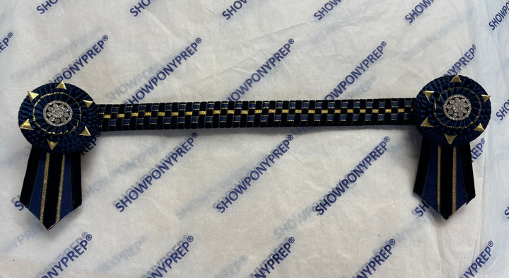 16" Navy and Gold Browband