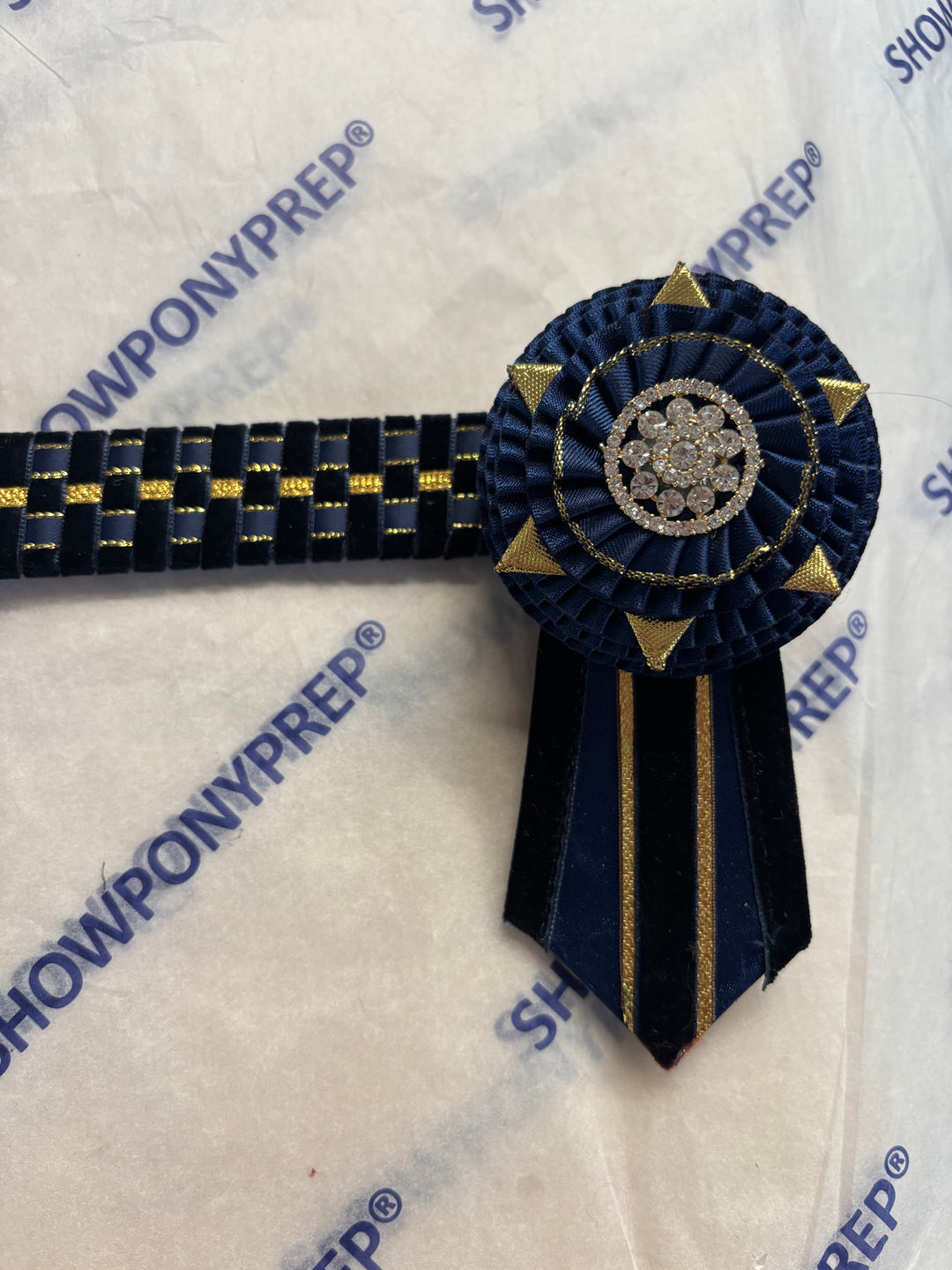 16" Navy and Gold Browband