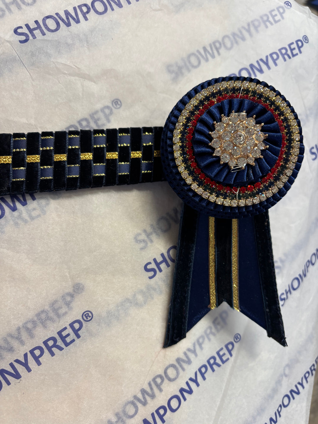 17.5” Navy & Gold with Red Accent Browband