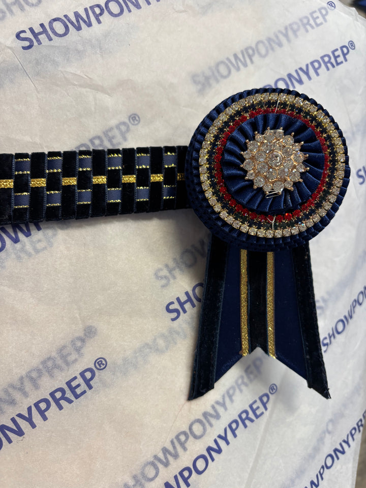17.5” Navy & Gold with Red Accent Browband