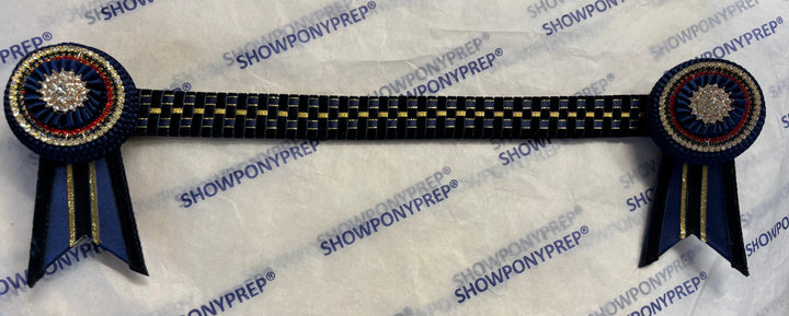 17.5” Navy & Gold with Red Accent Browband