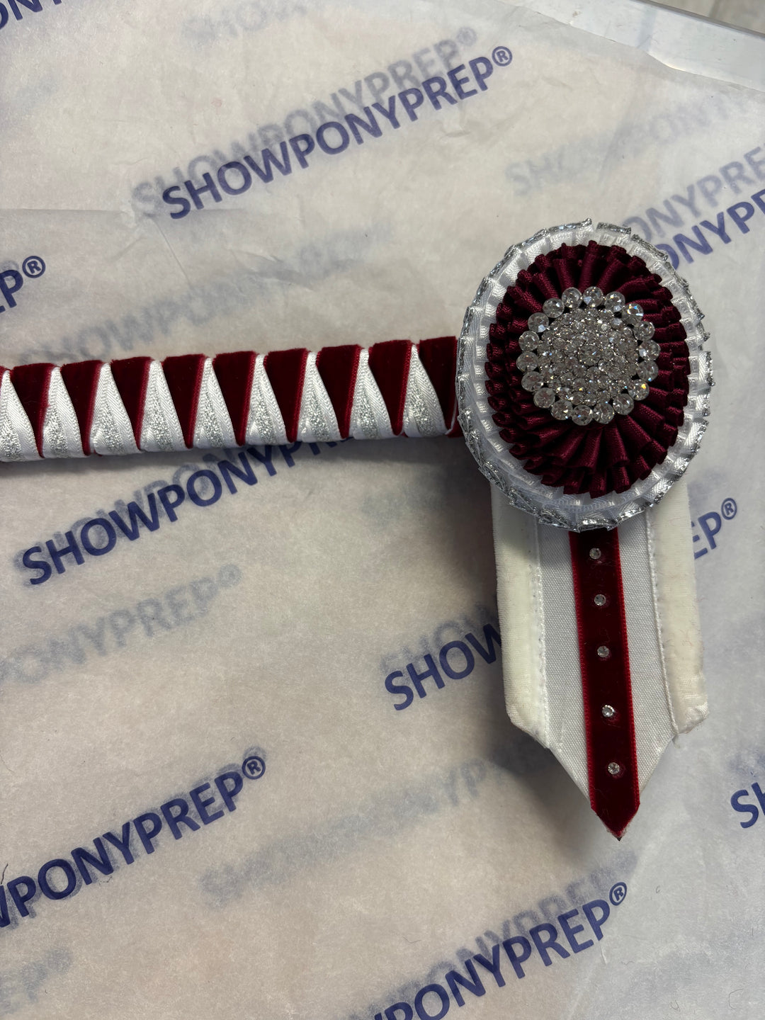17” Burgundy and White Browband