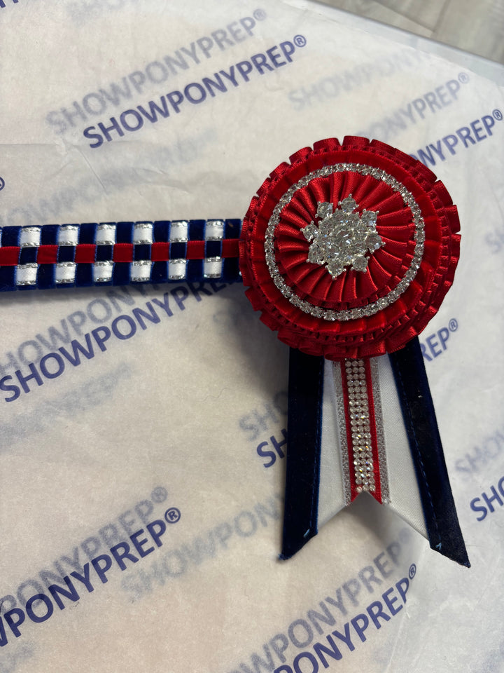17” Navy and Red Browband with Extra Bling