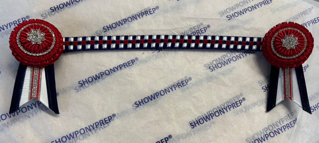 17” Navy and Red Browband with Extra Bling