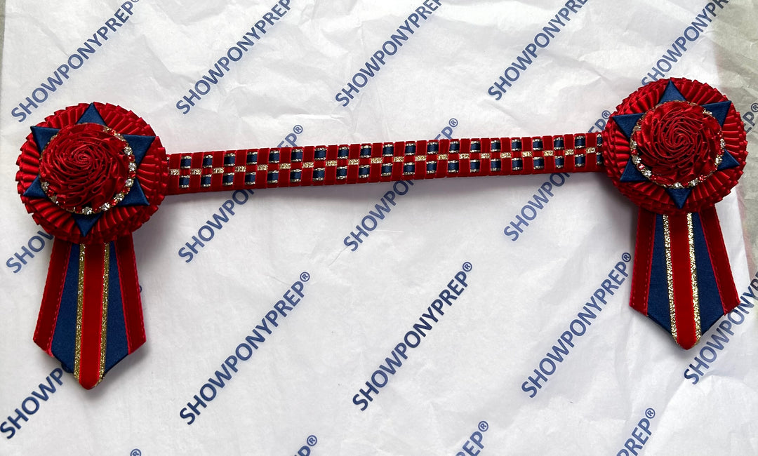 14.5” Red, Navy & Gold Browband