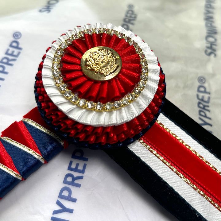 14” Red, Navy, white & gold Browband