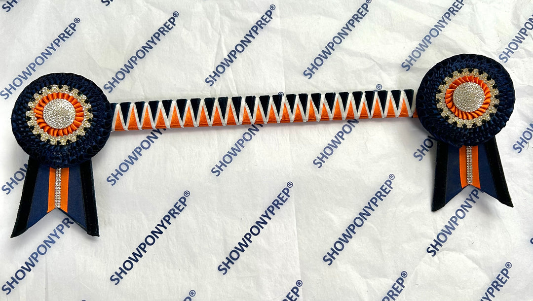 15.5” Navy, Orange & Gold Browband