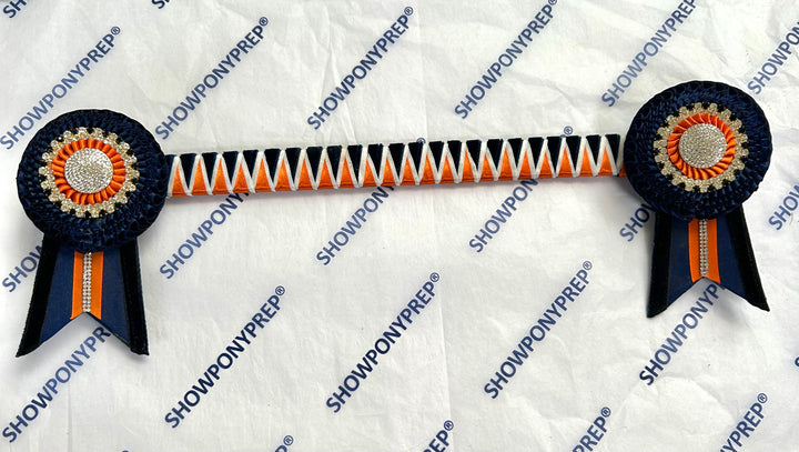 15.5” Navy, Orange & Gold Browband