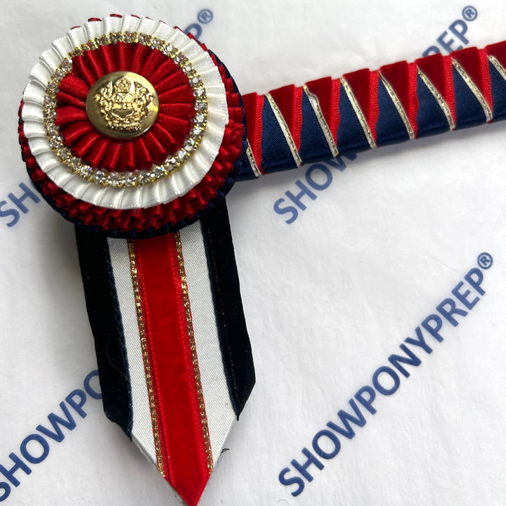 14” Red, Navy, white & gold Browband