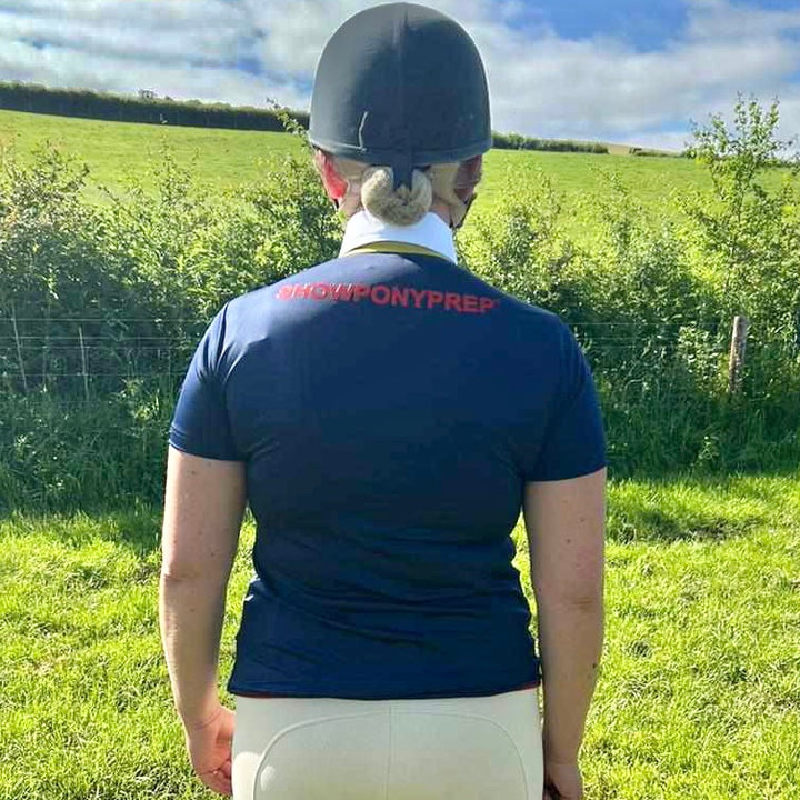 Ultimate Show Shirt. Navy & Cornflower Blue Short Sleeve