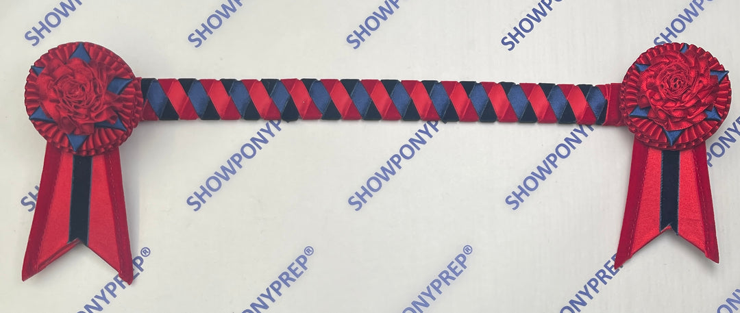 15” Navy & Red Rose petal browband
