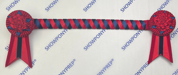 15” Navy & Red Rose petal browband