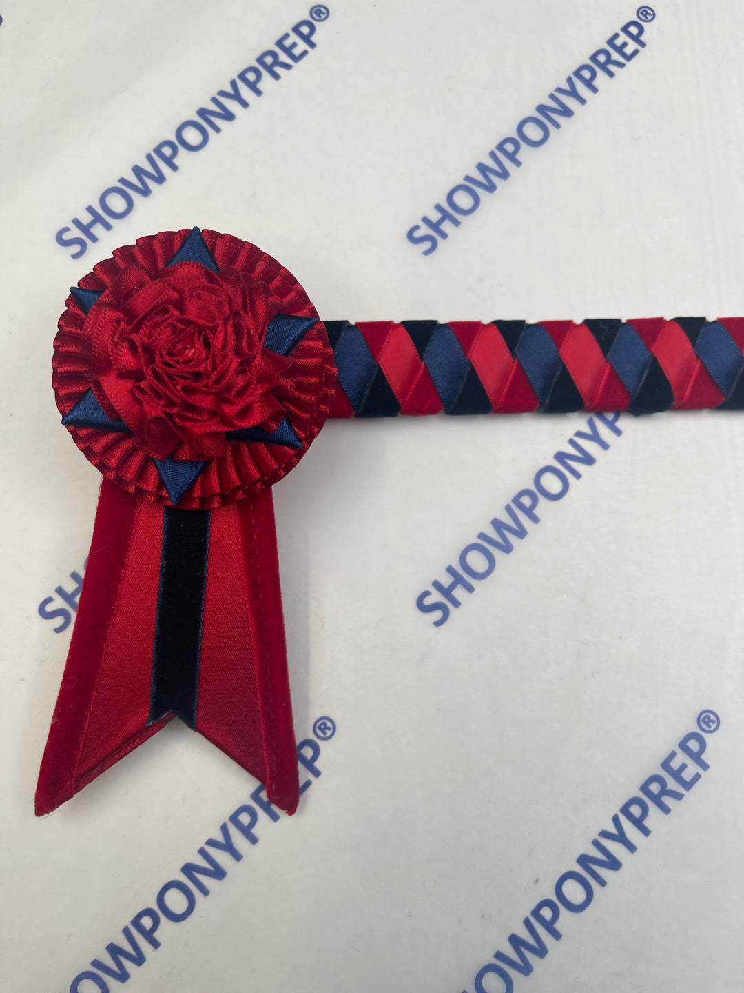 15” Navy & Red Rose petal browband